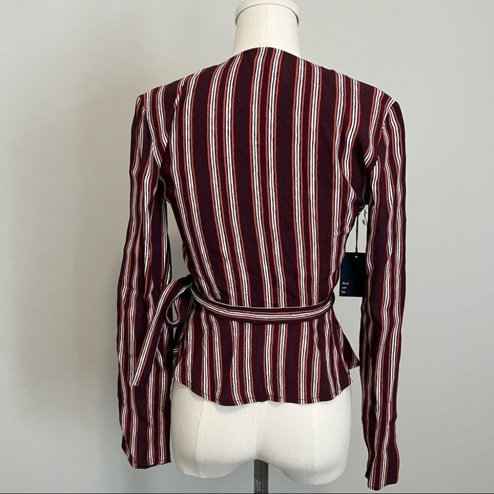 NWT Aritzia Wilfred Free Shannon Wrap Blouse Cardamon Stripe - Picture 8 of 16